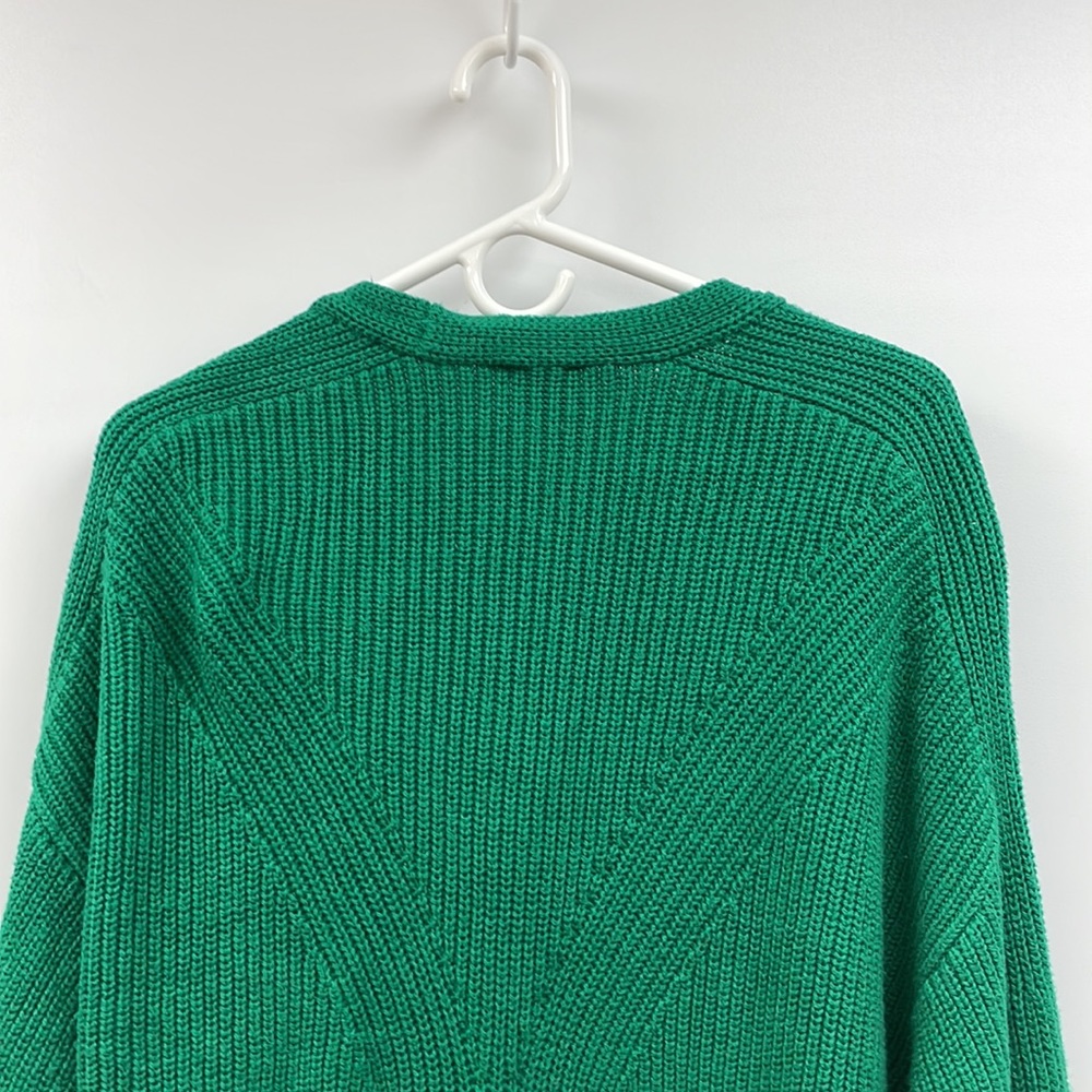 Cabi Lucky Balloon Sleeve Button-Up Cardigan Chunky Knit Sweater Kelly Green L - Picture 7 of 11